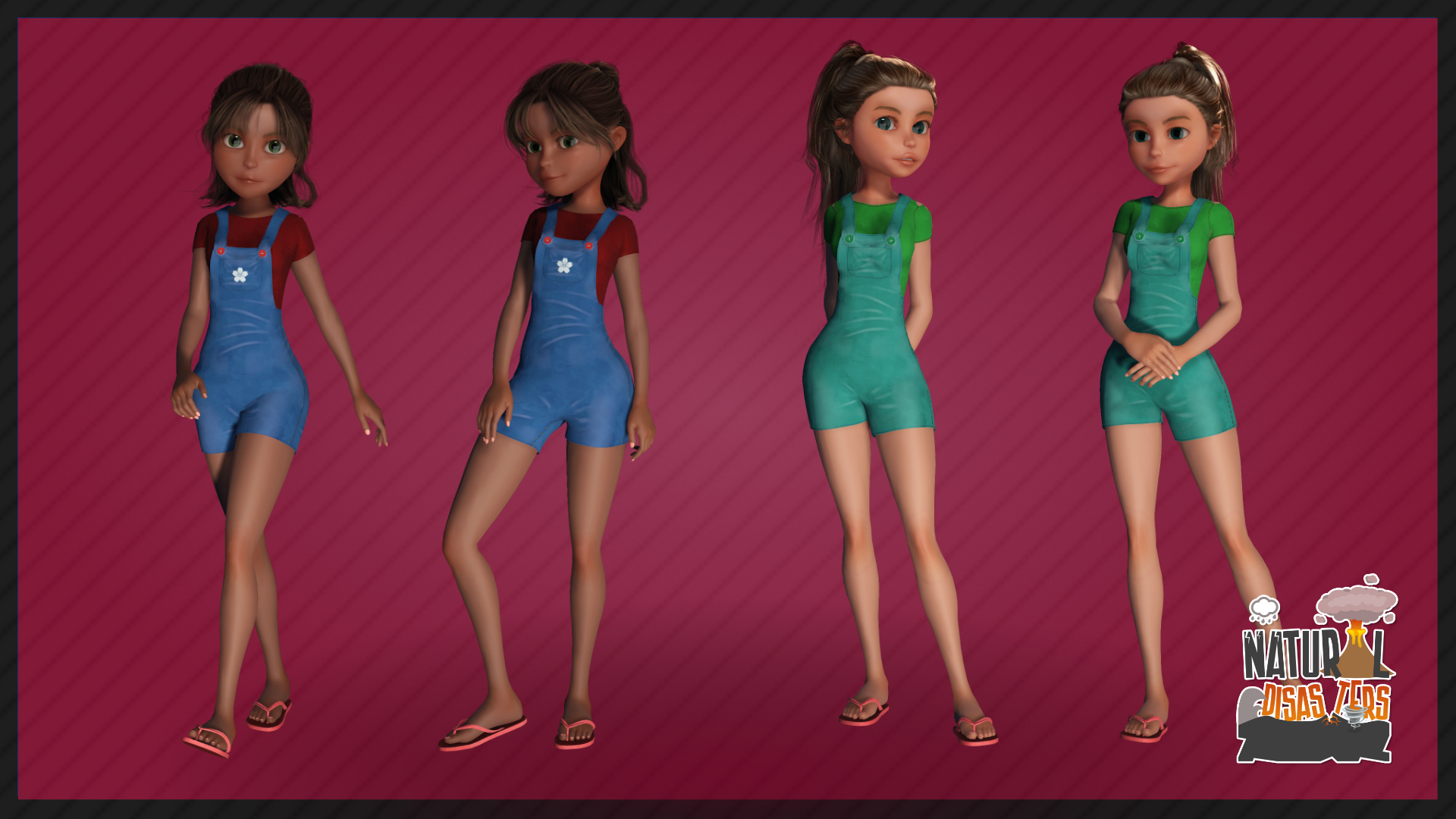 Natural Disasters Game - 3d female stylized character