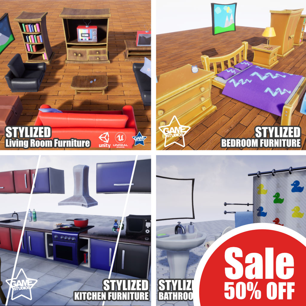Unreal Marketplace Sale is here! Save 50% on the Stylized Furniture Packs now through September 29.