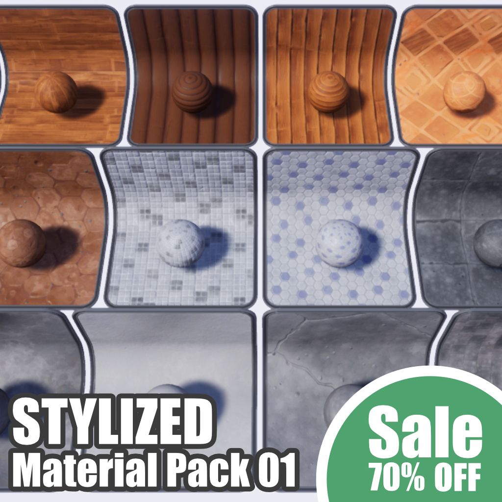 The April Unreal Marketplace Flash Sale is here! Save 70% on the Stylized Materials Pack 01 now through April 16